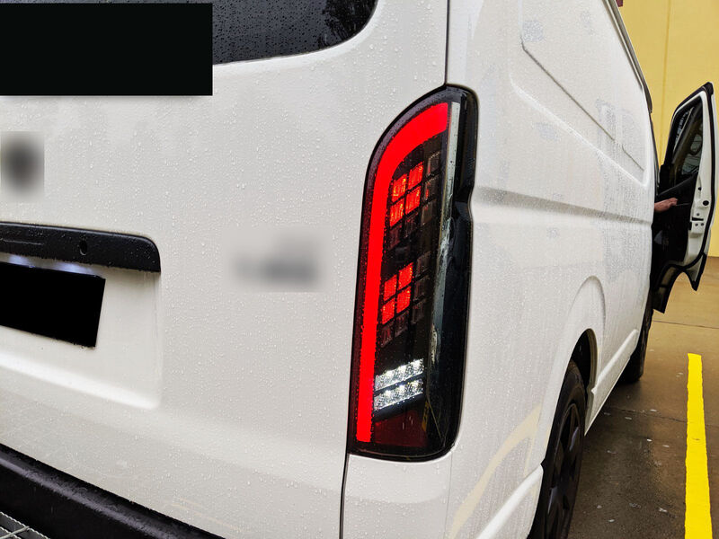 Black Edition Smoke Full LED Tail Lights Fit For Toyota Hiace Van 2004-2020