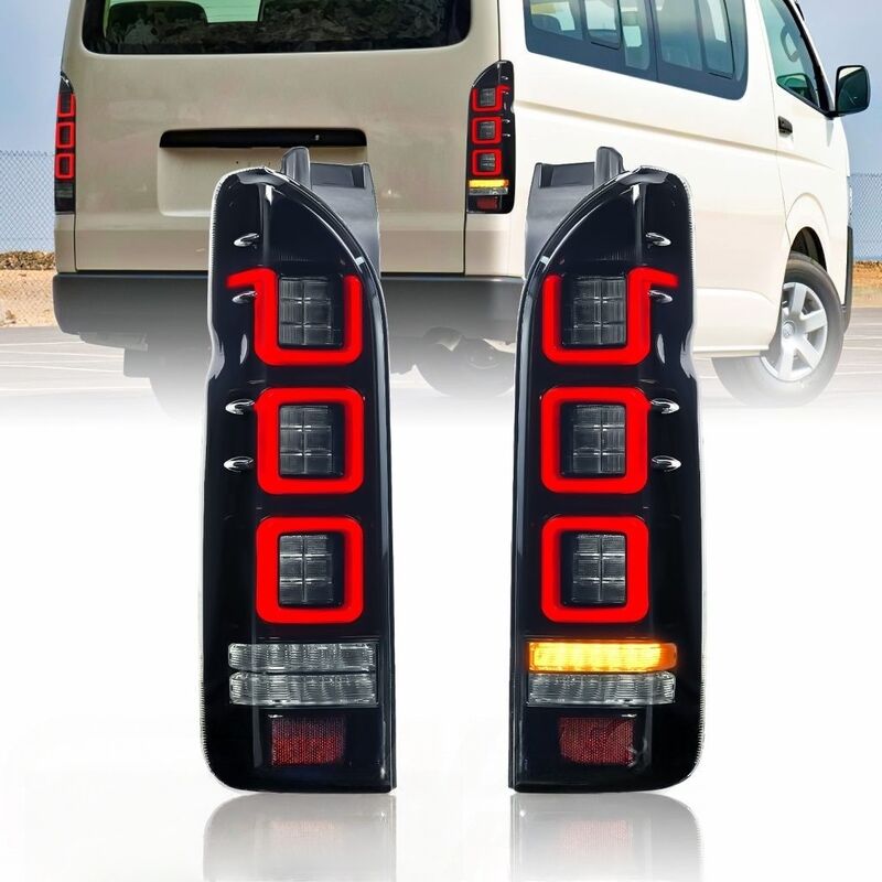 Smoke Black V3 3D Full LED Tail Lights Fit For Toyota Hiace Van 2004-2020