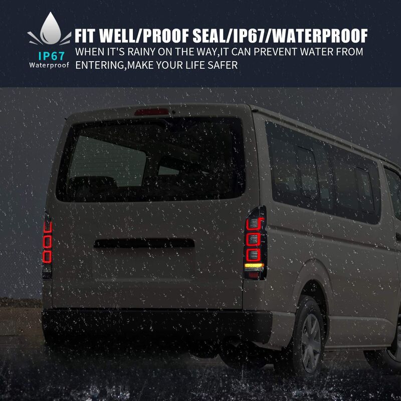 Smoke Black V3 3D Full LED Tail Lights Fit For Toyota Hiace Van 2004-2020
