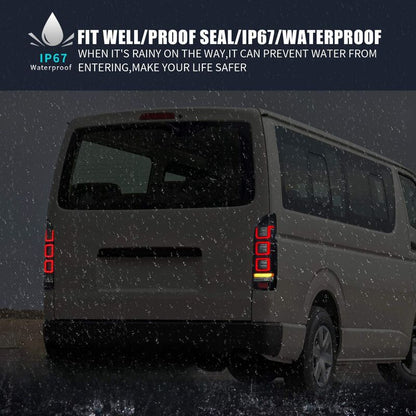 Smoke Black V3 3D Full LED Tail Lights Fit For Toyota Hiace Van 2004-2020