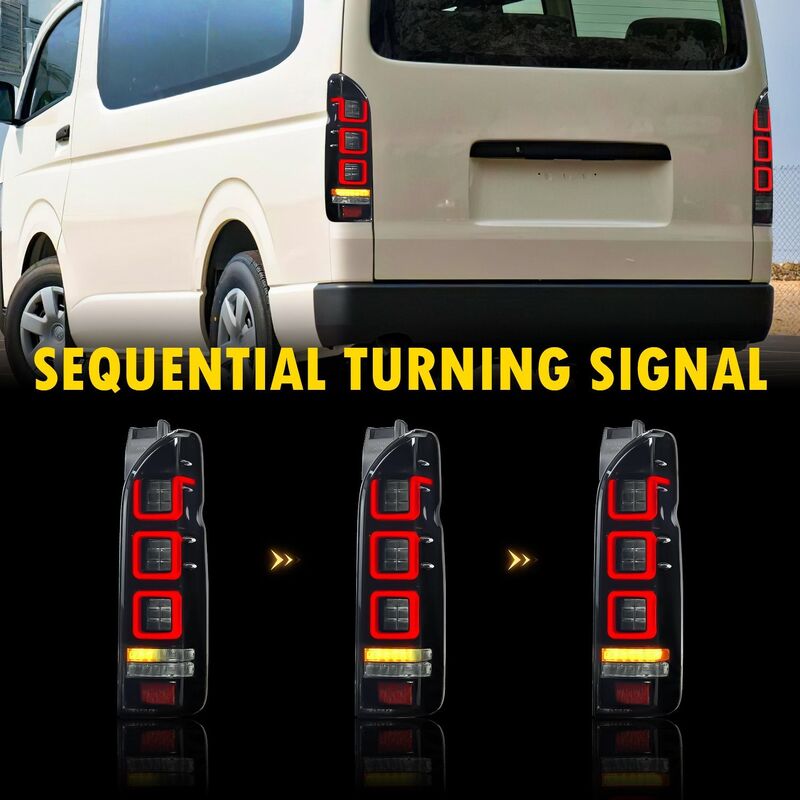 Smoke Black V3 3D Full LED Tail Lights Fit For Toyota Hiace Van 2004-2020