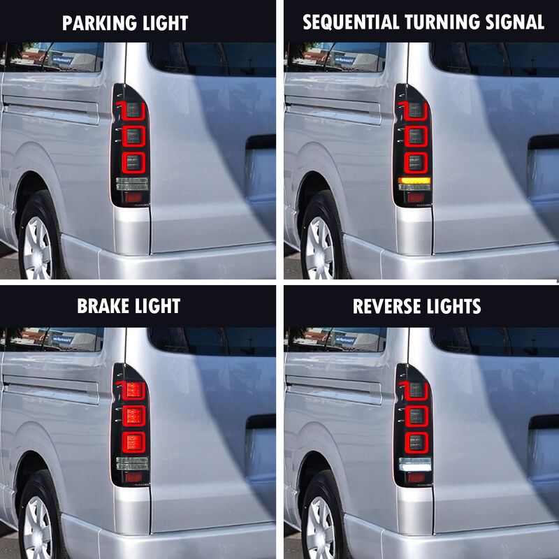 Smoke Black V3 3D Full LED Tail Lights Fit For Toyota Hiace Van 2004-2020