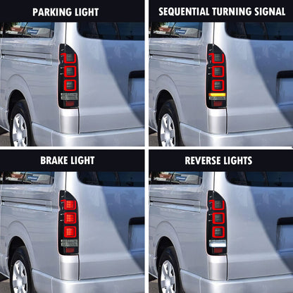 Smoke Black V3 3D Full LED Tail Lights Fit For Toyota Hiace Van 2004-2020