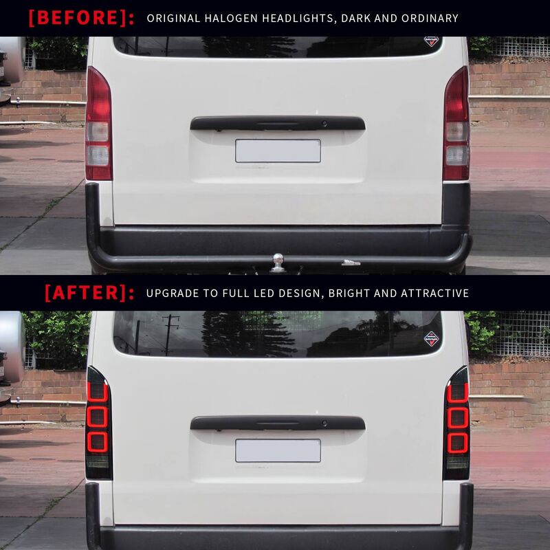 Smoke Black V3 3D Full LED Tail Lights Fit For Toyota Hiace Van 2004-2020