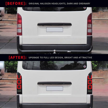 Smoke Black V3 3D Full LED Tail Lights Fit For Toyota Hiace Van 2004-2020