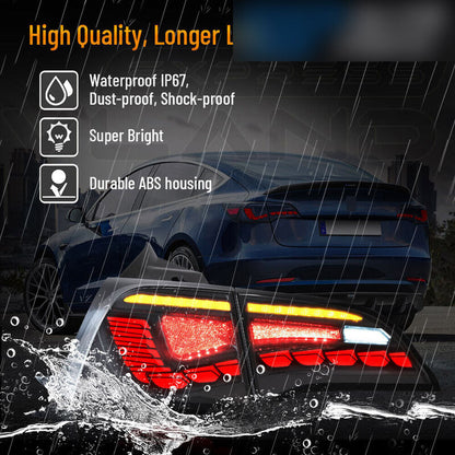 Smoke 3D Full LED Sequential Tail Lights Fit For Tesla Model 3 2017-2022