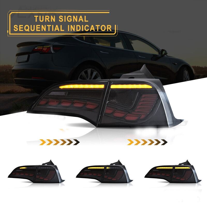 Smoke 3D Full LED Sequential Tail Lights Fit For Tesla Model 3 2017-2022