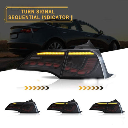 Smoke 3D Full LED Sequential Tail Lights Fit For Tesla Model 3 2017-2022