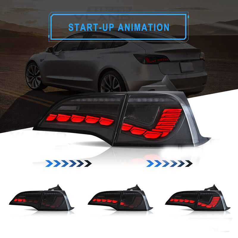 Smoke 3D Full LED Sequential Tail Lights Fit For Tesla Model 3 2017-2022