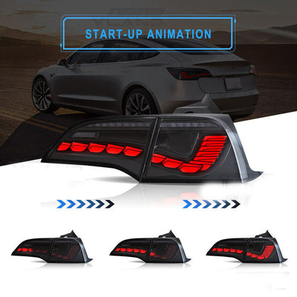Smoke 3D Full LED Sequential Tail Lights Fit For Tesla Model 3 2017-2022