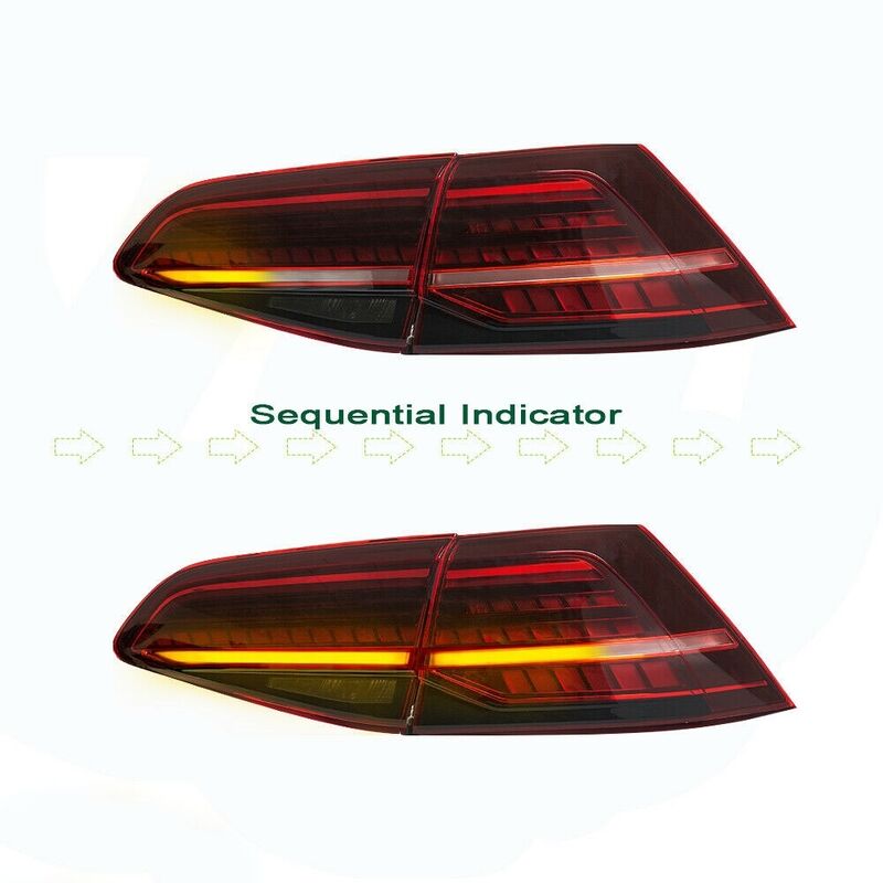 R Style Red Full LED Dynamic Tail Lights Fit For VW Golf 7 VII 2014-2018