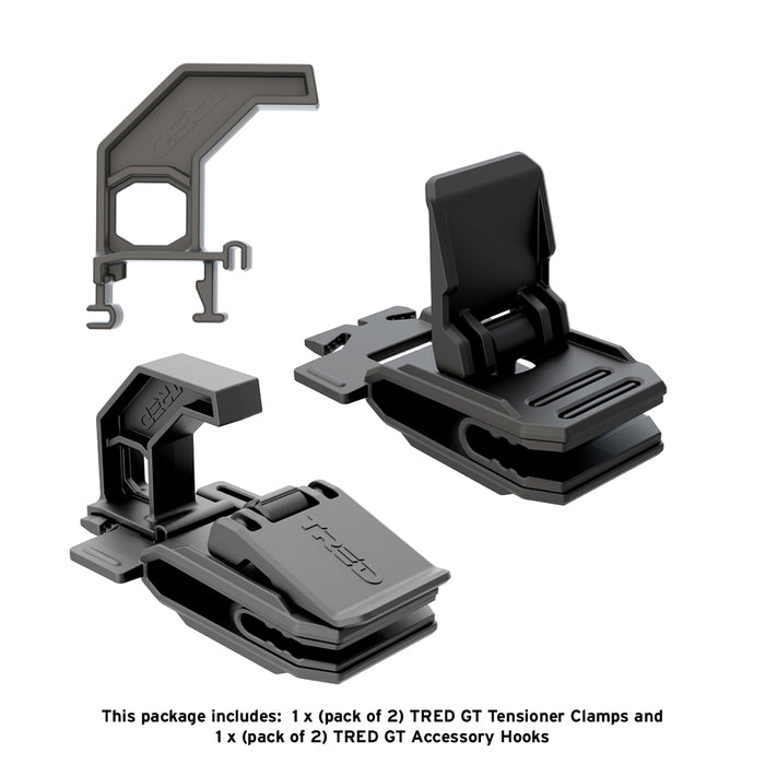 TRED GT TENSIONER CLAMPS WITH ACCESSORY HOOKS - PAIR $50.00