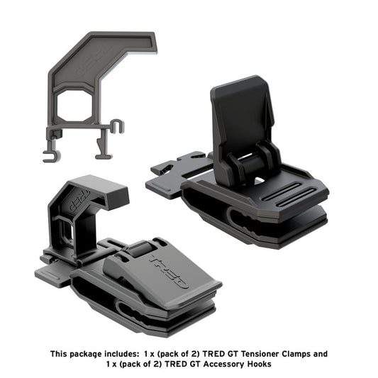 TRED GT TENSIONER CLAMPS WITH ACCESSORY HOOKS - PAIR $50.00
