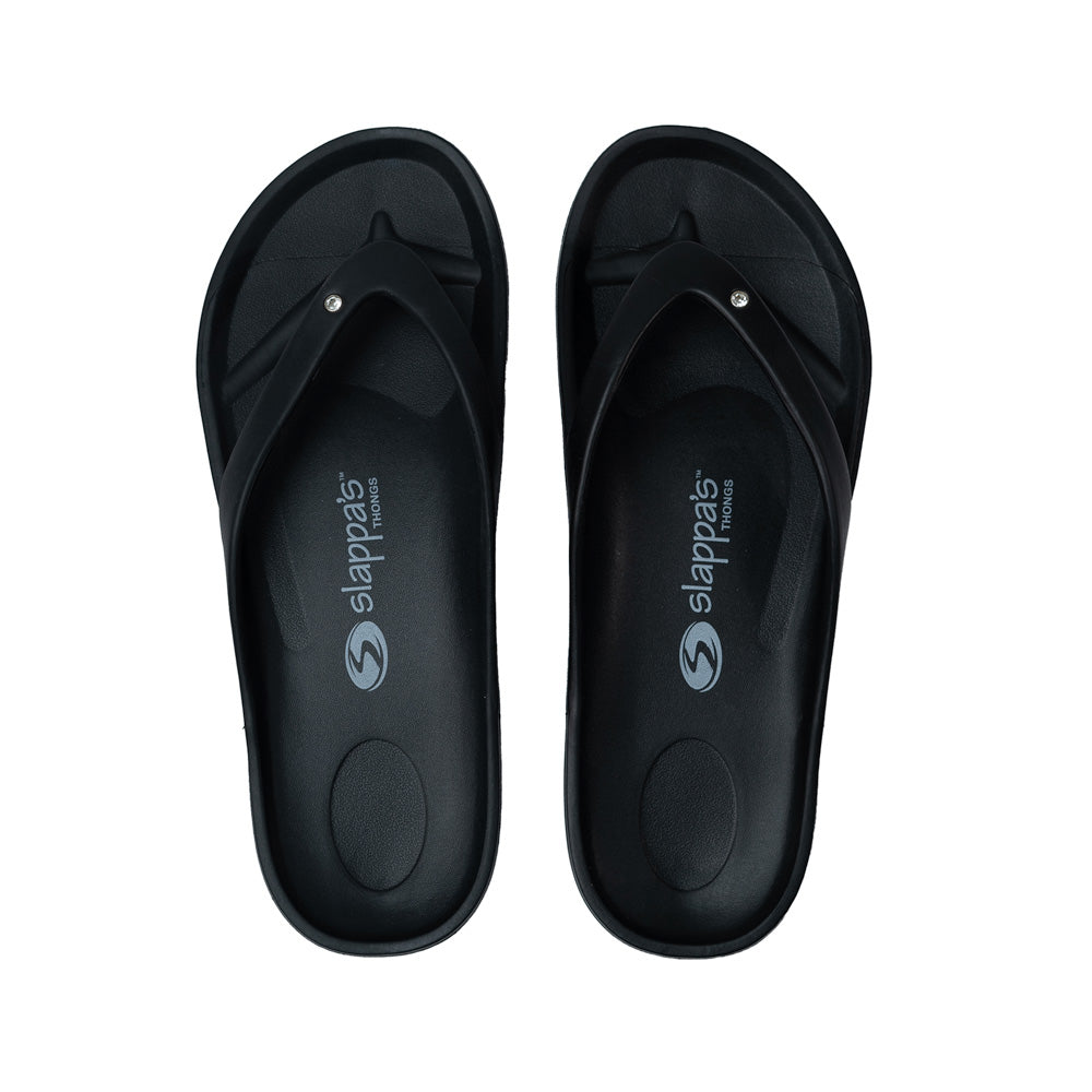 Slappa's Arch Support Thongs - Black Crystal
