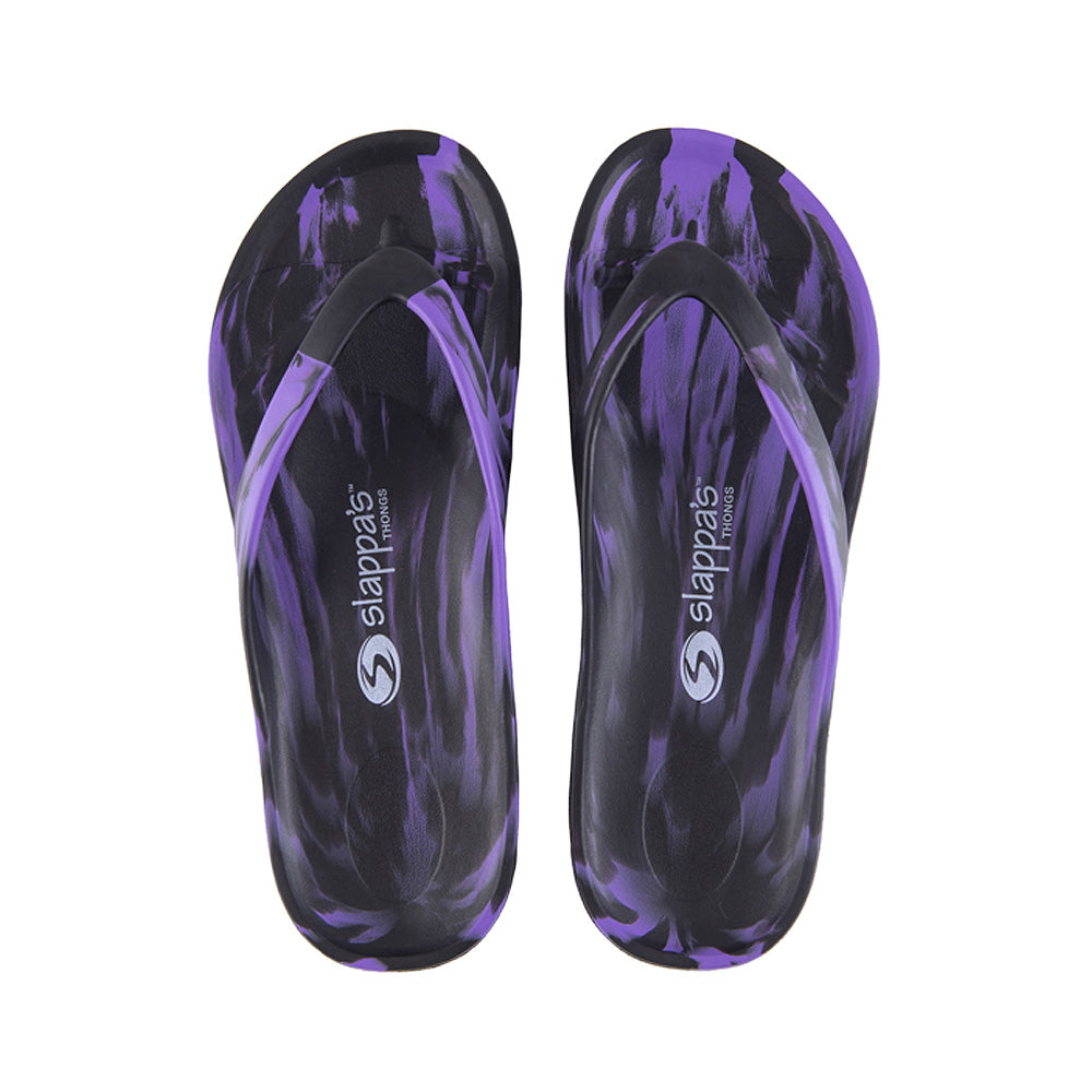 Slappa's Arch Support Thongs - Black & Purple