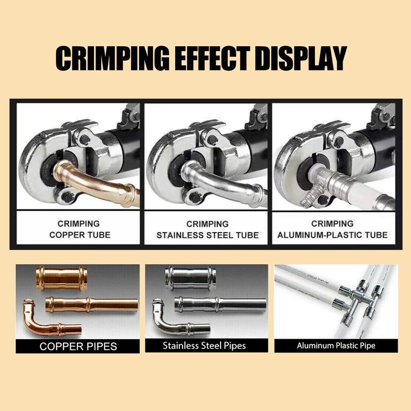 Hydraulic Copper PipeCrimper Plumbing Alu Plastic Stainless Tube Crimping Tool