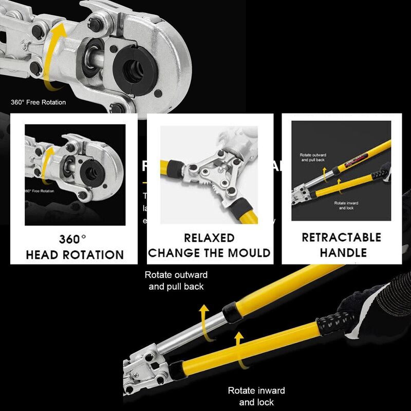 Hydraulic Copper PipeCrimper Plumbing Alu Plastic Stainless Tube Crimping Tool