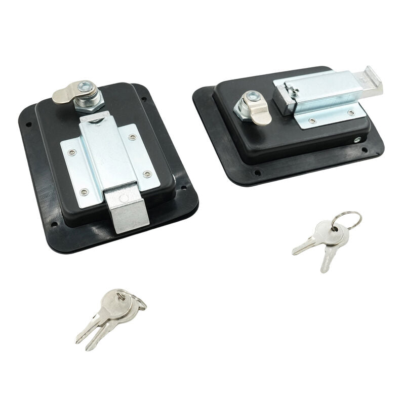 2 x Large Paddle Handle Lock Latch Pair Black Powdercoated Caravan Truck Toolbox
