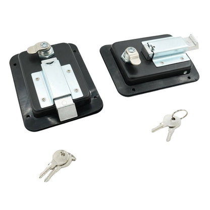 2 x Large Paddle Handle Lock Latch Pair Black Powdercoated Caravan Truck Toolbox