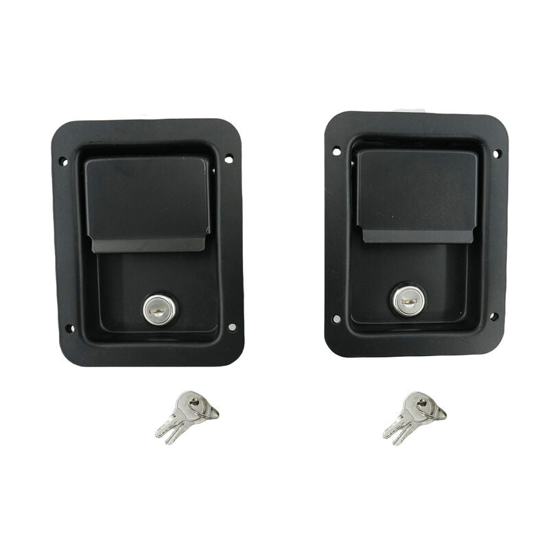 2 x Large Paddle Handle Lock Latch Pair Black Powdercoated Caravan Truck Toolbox
