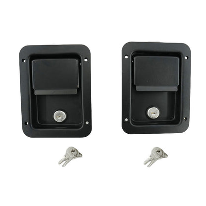 2 x Large Paddle Handle Lock Latch Pair Black Powdercoated Caravan Truck Toolbox