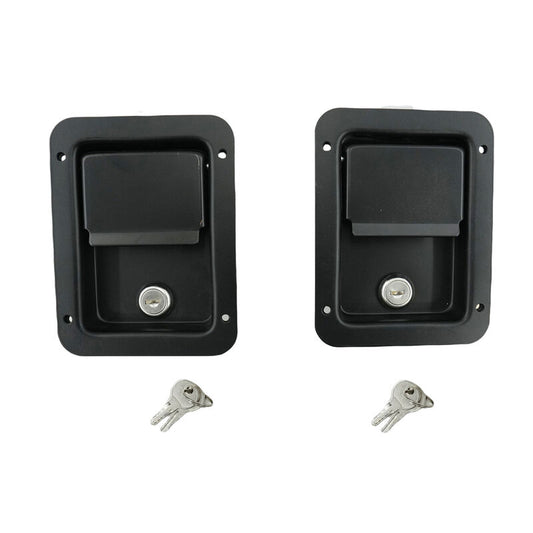 2 x Large Paddle Handle Lock Latch Pair Black Powdercoated Caravan Truck Toolbox