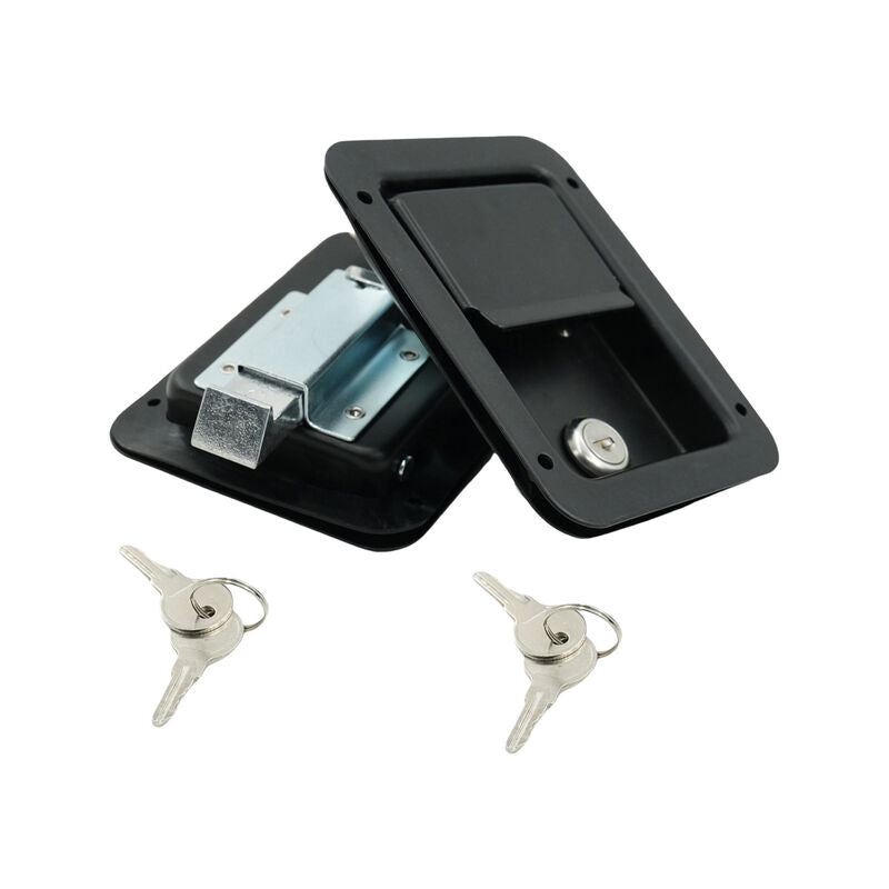 2 x Large Paddle Handle Lock Latch Pair Black Powdercoated Caravan Truck Toolbox