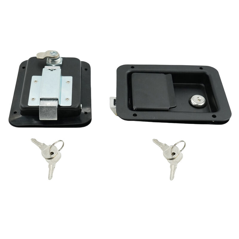2 x Large Paddle Handle Lock Latch Pair Black Powdercoated Caravan Truck Toolbox