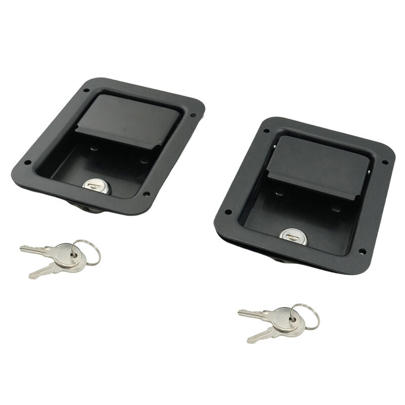 2 x Large Paddle Handle Lock Latch Pair Black Powdercoated Caravan Truck Toolbox