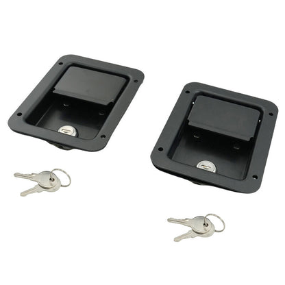 2 x Large Paddle Handle Lock Latch Pair Black Powdercoated Caravan Truck Toolbox