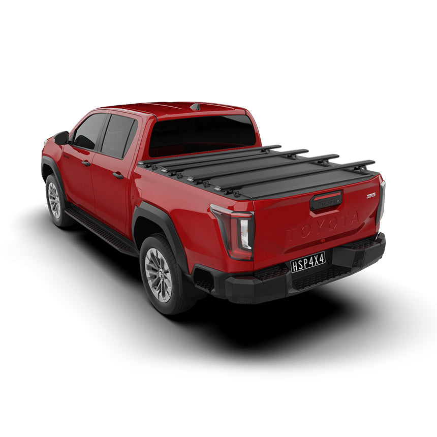 2026 Toyota Hilux featuring 4 x HSP Load Bars over a closed HSP Roller Cover