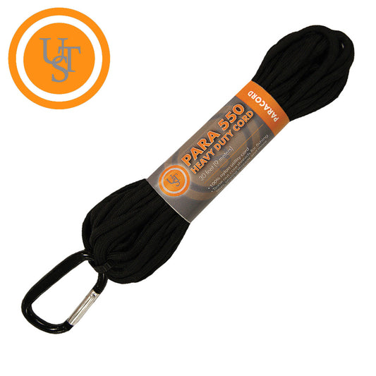 30ft Paracord 550 Black w Clip