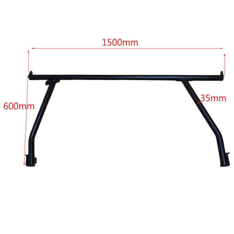 2 Pcs Front & Rear Black Steel Adjustable UTE Tub Ladder Rack Roll Bar