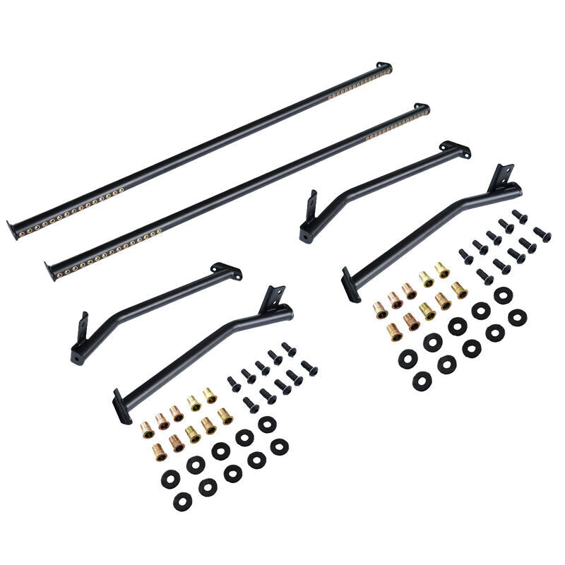 2 Pcs Front & Rear Black Steel Adjustable UTE Tub Ladder Rack Roll Bar