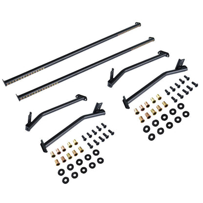 2 Pcs Front & Rear Black Steel Adjustable UTE Tub Ladder Rack Roll Bar