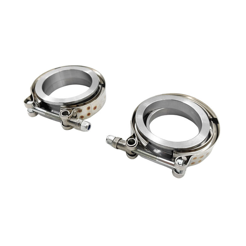 2 x 2.25" Inch V-Band Clamps 304 Stainless Steel Flange Exhaust Pipe