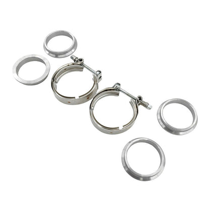 2 x 2.25" Inch V-Band Clamps 304 Stainless Steel Flange Exhaust Pipe