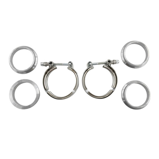 2 x 2.25" Inch V-Band Clamps 304 Stainless Steel Flange Exhaust Pipe