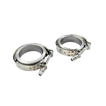 Pair 2.5" Inch V-Band Clamps Flange Kit 304 Stainless Steel Exhaust Pipe