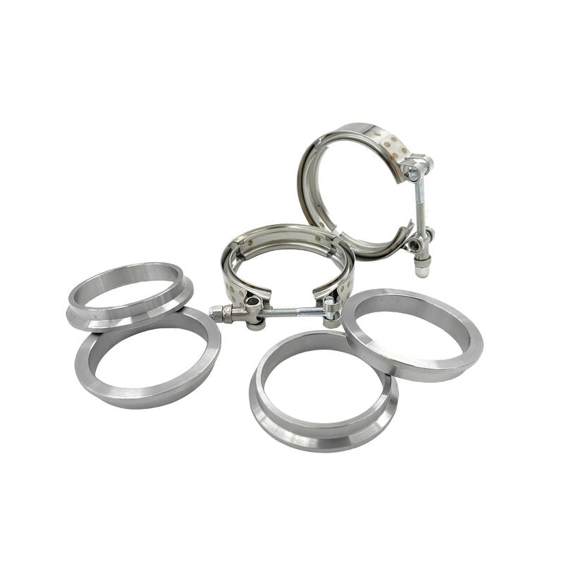 Pair 2.5" Inch V-Band Clamps Flange Kit 304 Stainless Steel Exhaust Pipe