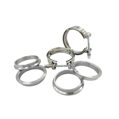 Pair 2.5" Inch V-Band Clamps Flange Kit 304 Stainless Steel Exhaust Pipe