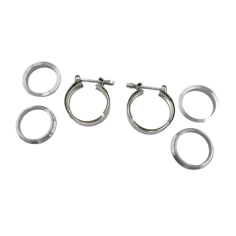 Pair 2.5" Inch V-Band Clamps Flange Kit 304 Stainless Steel Exhaust Pipe