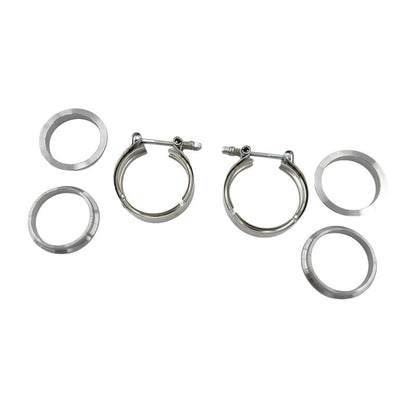 Pair 2.5" Inch V-Band Clamps Flange Kit 304 Stainless Steel Exhaust Pipe
