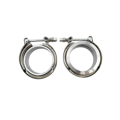 Pair 2.5" Inch V-Band Clamps Flange Kit 304 Stainless Steel Exhaust Pipe