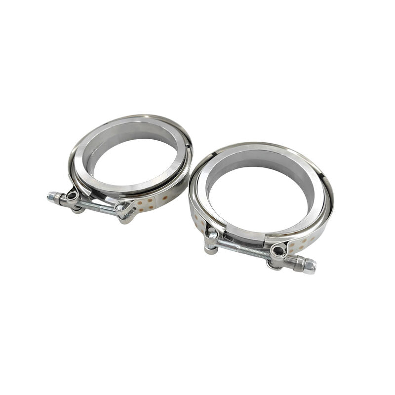 Pair 3.5" Inch V-Band Clamps Flange Kit 304 Stainless Steel Exhaust Pipe