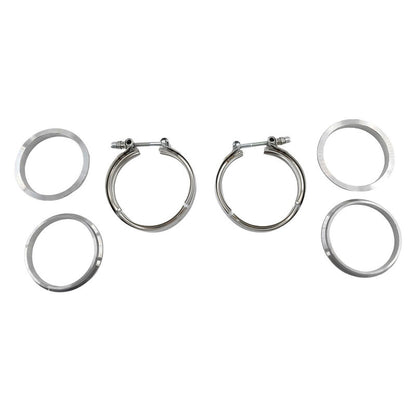 Pair 3.5" Inch V-Band Clamps Flange Kit 304 Stainless Steel Exhaust Pipe