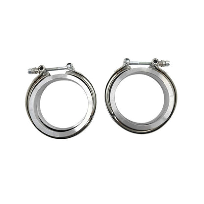 Pair 3.5" Inch V-Band Clamps Flange Kit 304 Stainless Steel Exhaust Pipe