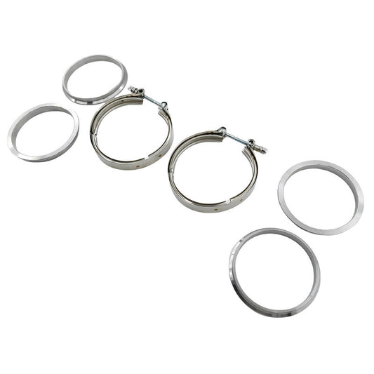 Pair 4" Inch 102mm V-Band Clamps 304 Stainless Steel Flange Exhaust Pipe Tailpipe
