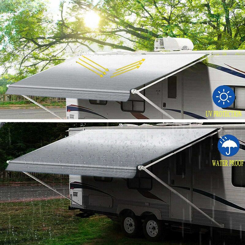 10 Ft Gray Fade Awning Vinyl Replacement Fabric Caravan Roll Out Awning