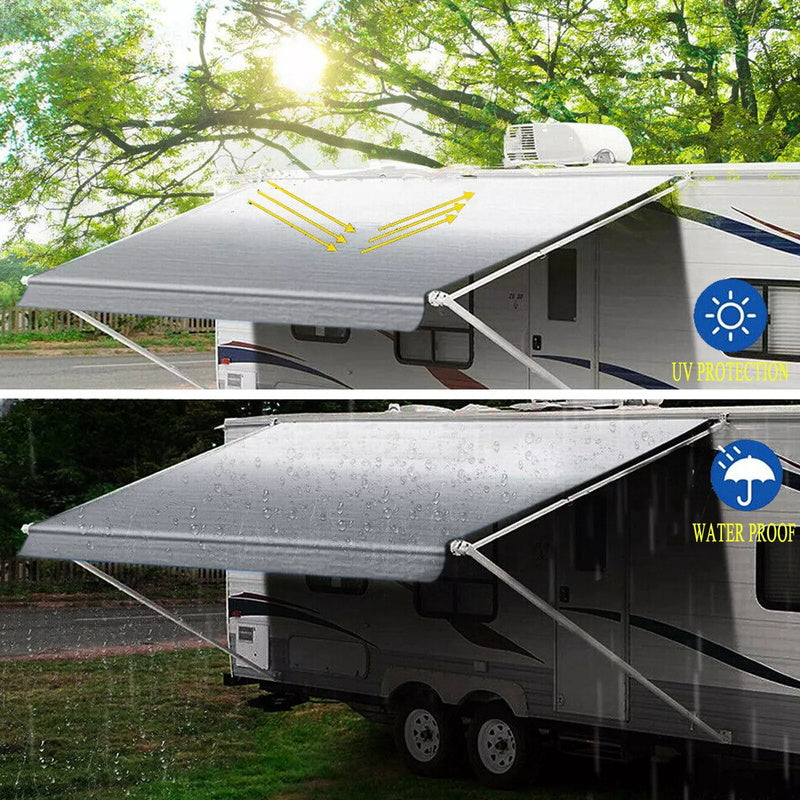 17 Ft Gray Fade Awning Vinyl Replacement Fabric Caravan Roll Out Awning 4.93m x 2.5m